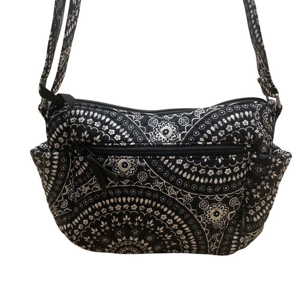 Vera Bradley Women’s Black Floral Mandala Pattern Adjustable Strap Crossbody Bag image 3